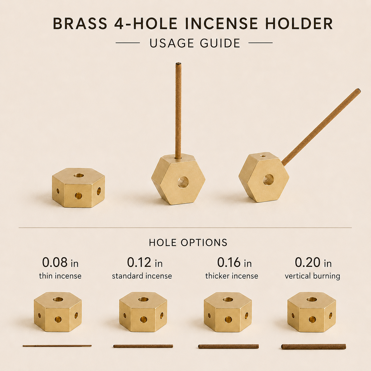 Brass 4-Hole Incense Holder