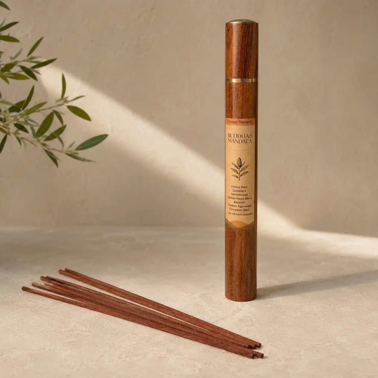 Lhasa Remedy Buddhas Mandala Tibetan incense rosewood tube with costus root spikenard cinnamon sticks