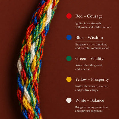 Lhasa Remedy Tibetan bracelet five color thread red courage blue wisdom green vitality yellow prosperity