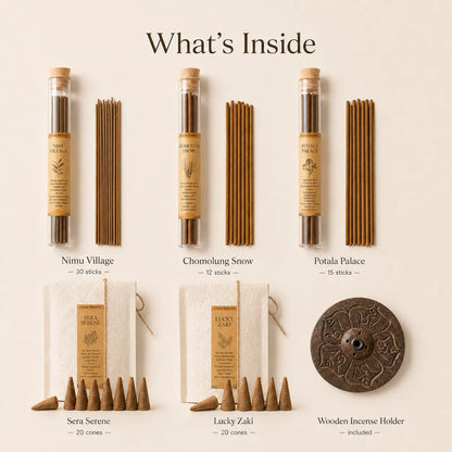 Lhasa Remedy 5 scent Tibetan incense set Nimu Village Chomo Potala Palace Sera Serene Lucky Zaki mandala holder