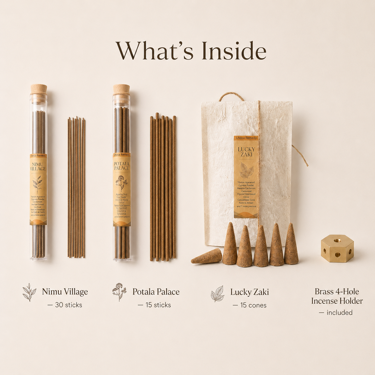Zen Groove Meditation Incense Collection: Nimu Village Sticks & Potala Palace Sticks & Lucky Zaki Cones